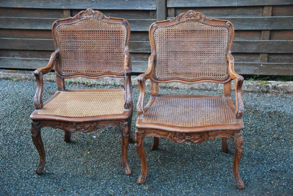 Pair Of Regence Style Caned Armchairs