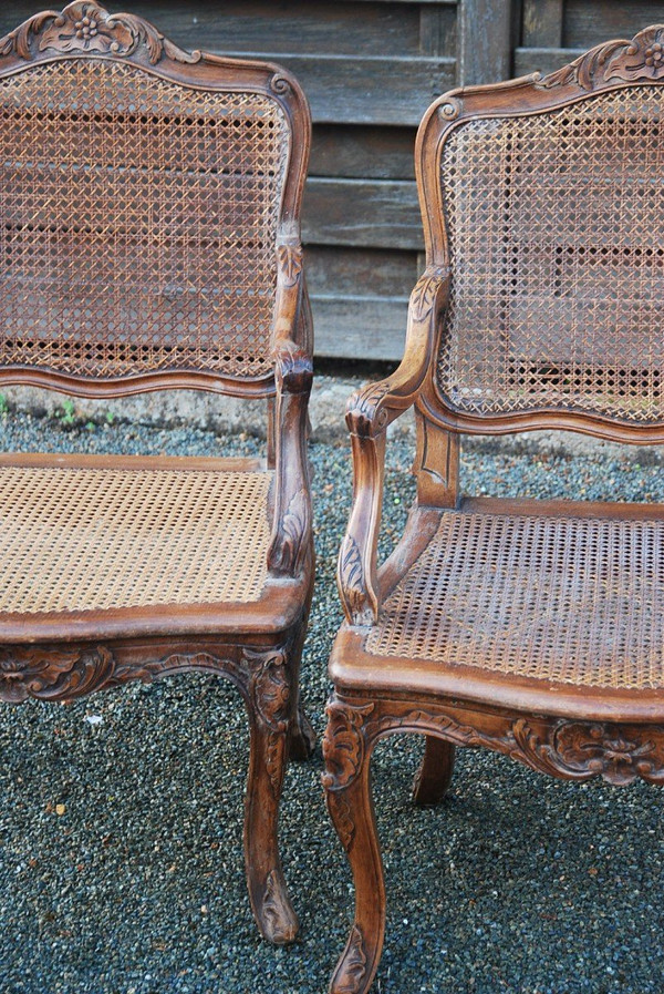 Pair Of Regence Style Caned Armchairs