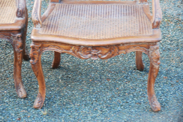 Pair Of Regence Style Caned Armchairs