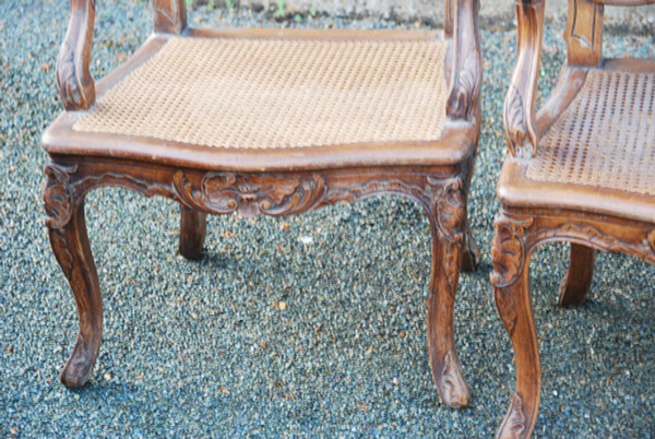 Pair Of Regence Style Caned Armchairs