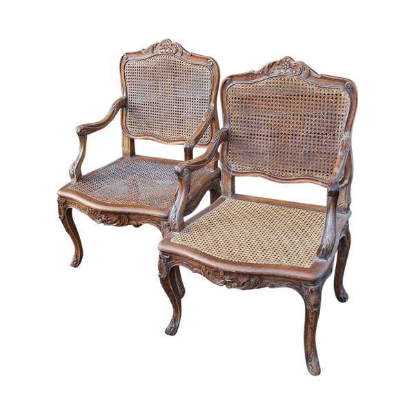 Pair Of Regence Style Caned Armchairs