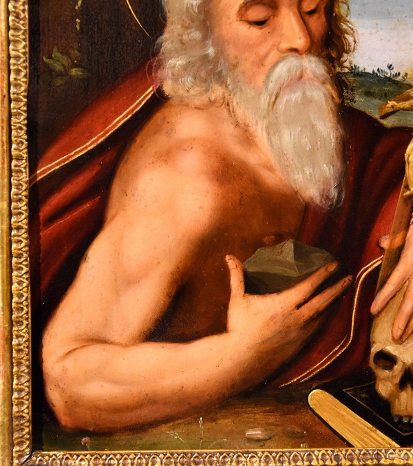 Öl auf Kupfer „Heiliger Hieronymus“, Kreis Giuseppe Mazzuoli