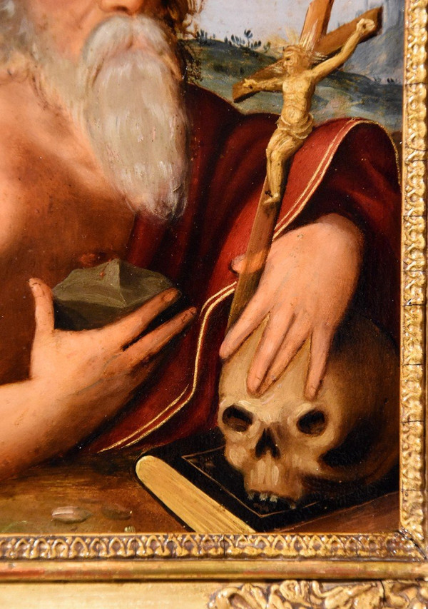 Öl auf Kupfer „Heiliger Hieronymus“, Kreis Giuseppe Mazzuoli