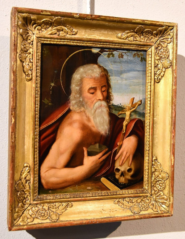Öl auf Kupfer „Heiliger Hieronymus“, Kreis Giuseppe Mazzuoli