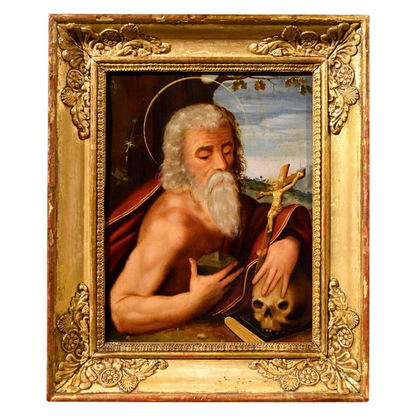Öl auf Kupfer „Heiliger Hieronymus“, Kreis Giuseppe Mazzuoli