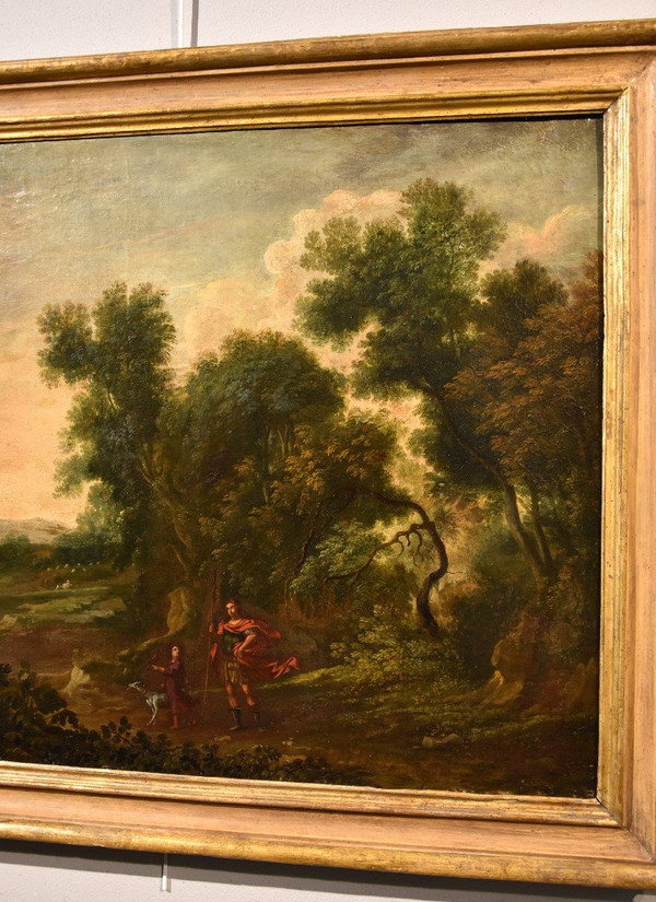 Paesaggio boschivo con l'Arcangelo Raffaele e Tobiolo
