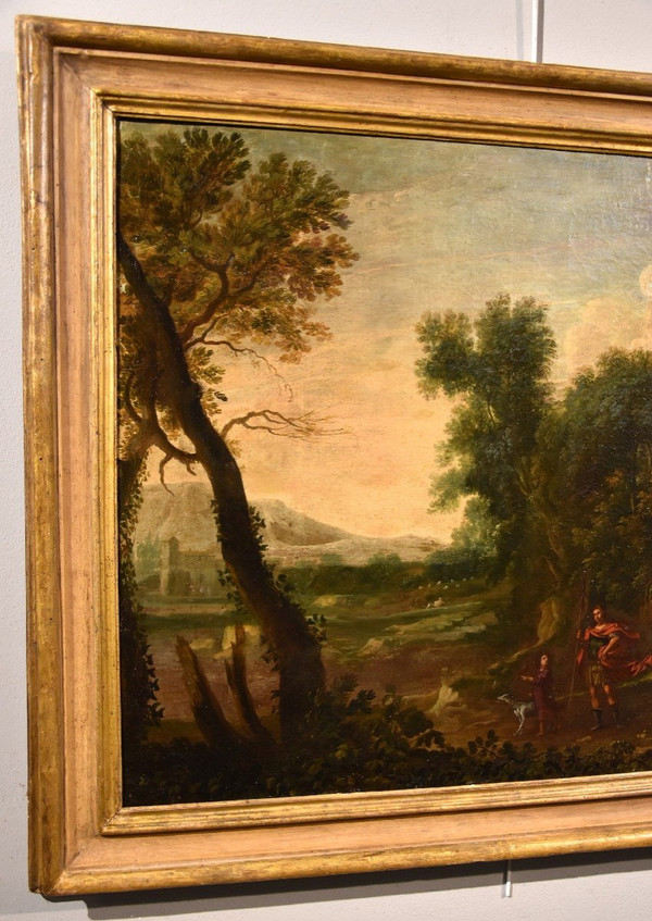 Paesaggio boschivo con l'Arcangelo Raffaele e Tobiolo