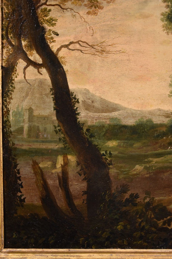 Paesaggio boschivo con l'Arcangelo Raffaele e Tobiolo