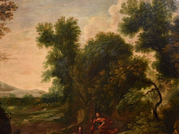 Paesaggio boschivo con l'Arcangelo Raffaele e Tobiolo