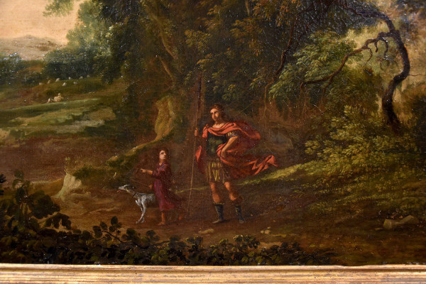Paesaggio boschivo con l'Arcangelo Raffaele e Tobiolo