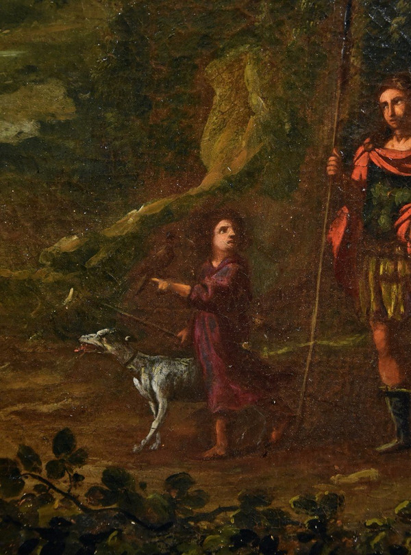 Paesaggio boschivo con l'Arcangelo Raffaele e Tobiolo