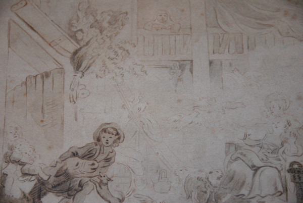 18th Century Drawing After Fragonard: Recalcitrant Animal