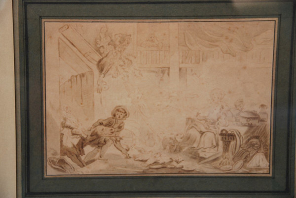 18th Century Drawing After Fragonard: Recalcitrant Animal