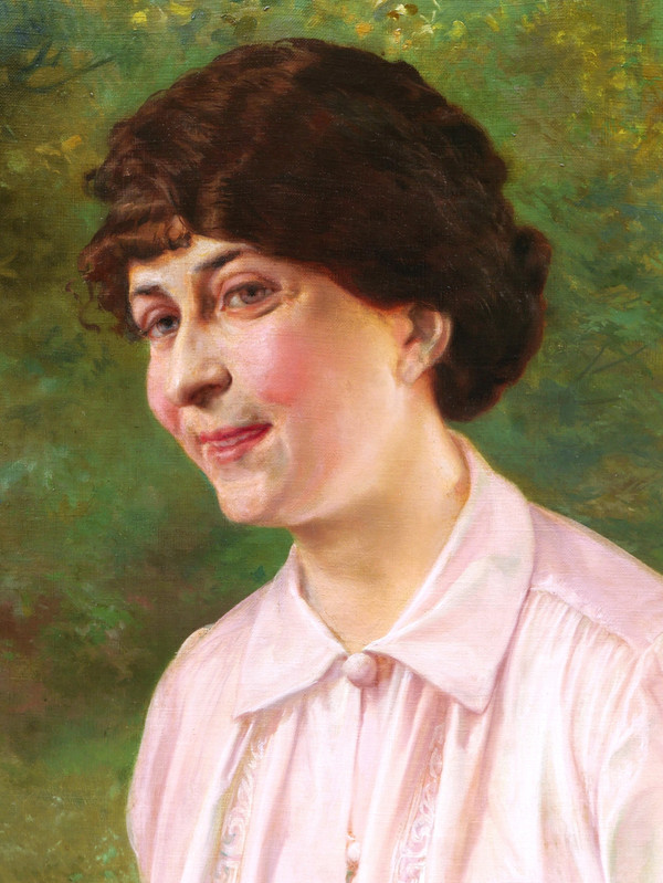 Georges RÉCIPON, Porträt einer Frau im Garten