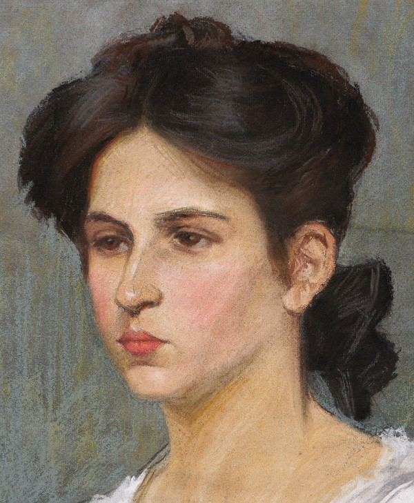 Marguerite DUBOIS de PACÉ, Porträt einer jungen brünetten Frau in einem weißen Hemd