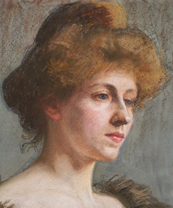 Marguerite DUBOIS de PACÉ, Ritratto di giovane donna dai capelli rossi e dagli occhi azzurri
