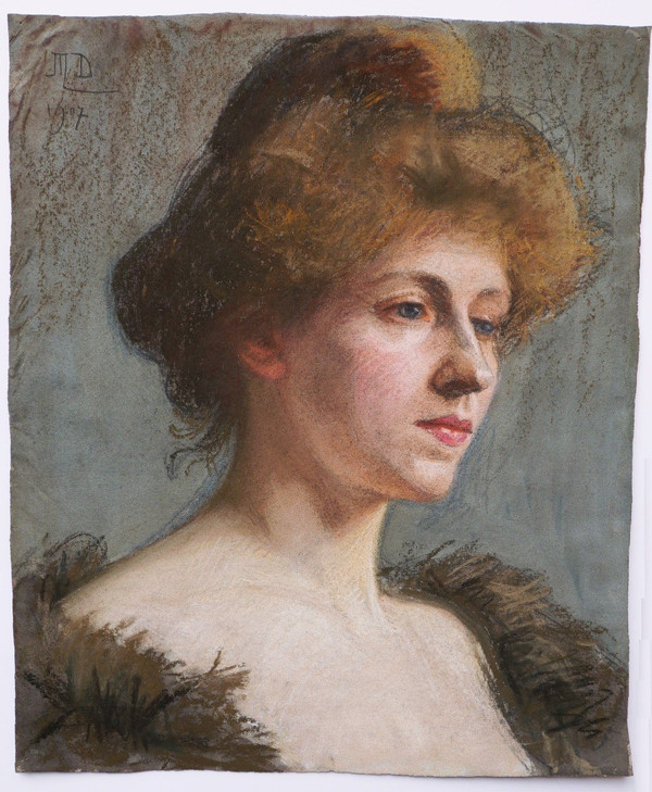 Marguerite DUBOIS de PACÉ, Ritratto di giovane donna dai capelli rossi e dagli occhi azzurri