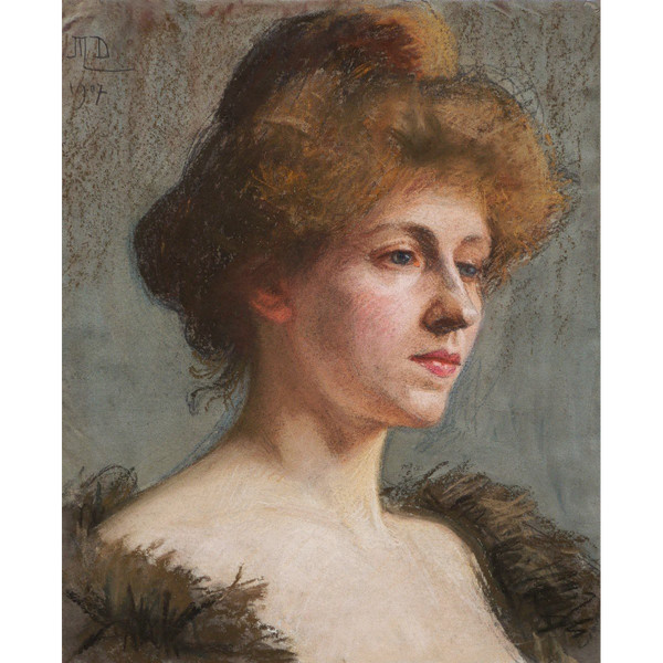 Marguerite DUBOIS de PACÉ, Ritratto di giovane donna dai capelli rossi e dagli occhi azzurri