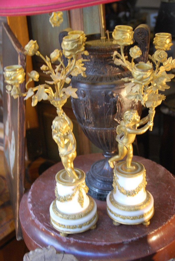 Coppia Di Candelieri Putti Napoleone III