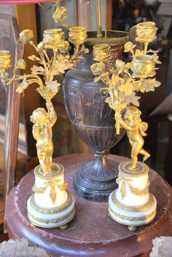 Coppia Di Candelieri Putti Napoleone III