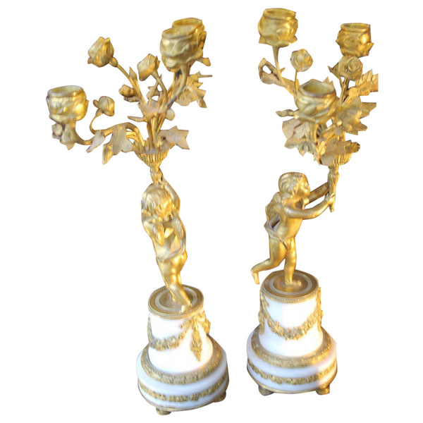 Coppia Di Candelieri Putti Napoleone III