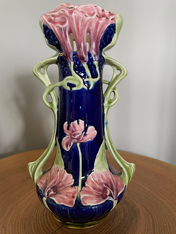 Pair of Art Nouveau slip vases