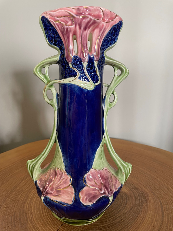 Pair of Art Nouveau slip vases