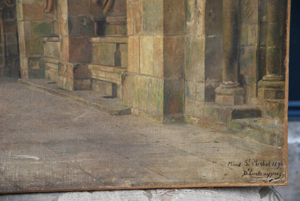 Le Mont Saint Michel  Intérieur , Huile Signée De D 'entragues