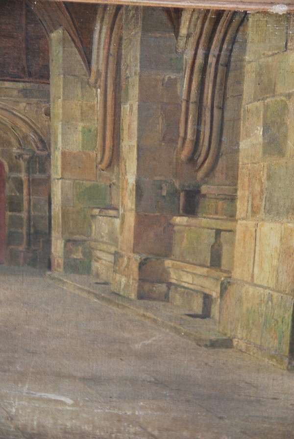 Le Mont Saint Michel  Intérieur , Huile Signée De D 'entragues