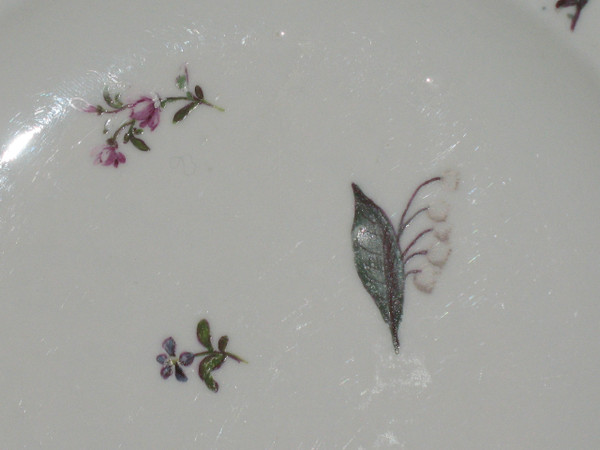 Pair of Saxony porcelain plates with floral decoration, 18th century