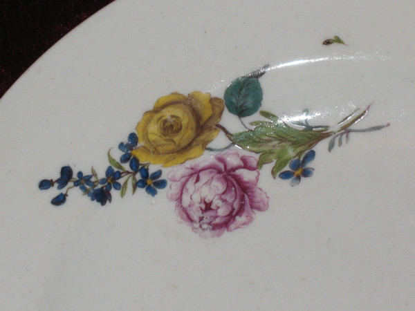 Pair of Saxony porcelain plates with floral decoration, 18th century