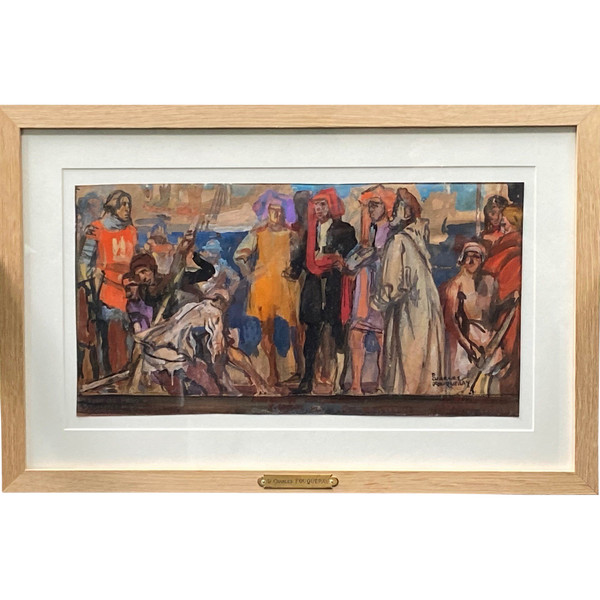 Charles Dominique Fouqueray (1869-1956) – Großes historisches Kompositionsprojekt – Gouache