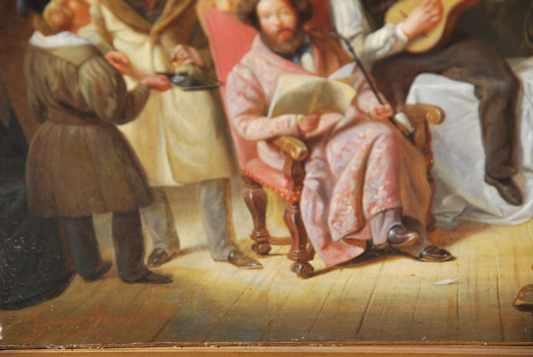 Le Mécene Et Ses Artistes, olio di Marchant Dubois d'Hault