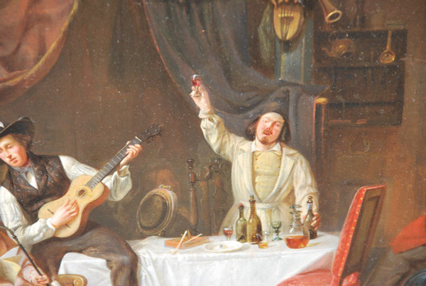 Le Mécene Et Ses Artistes, olio di Marchant Dubois d'Hault