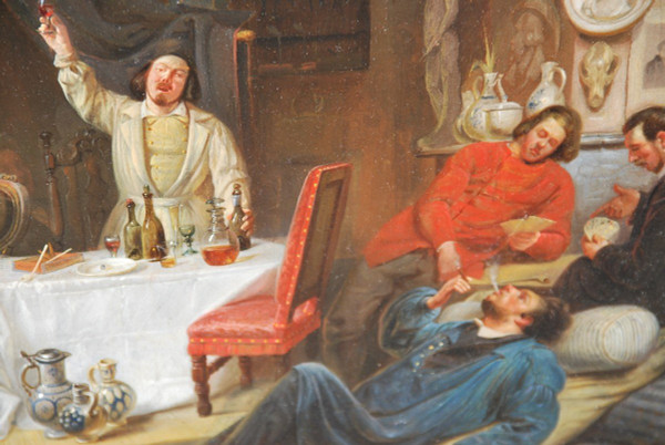 Le Mécene Et Ses Artistes, olio di Marchant Dubois d'Hault