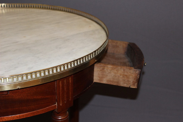 Table Bouillotte De Style Louis XVI En Acajou Et Laiton Vers 1900