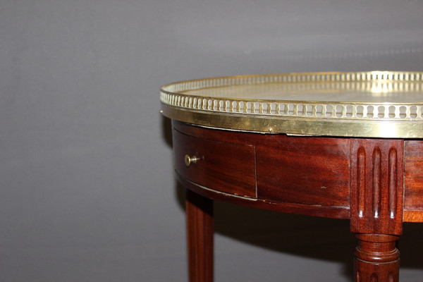 Table Bouillotte De Style Louis XVI En Acajou Et Laiton Vers 1900