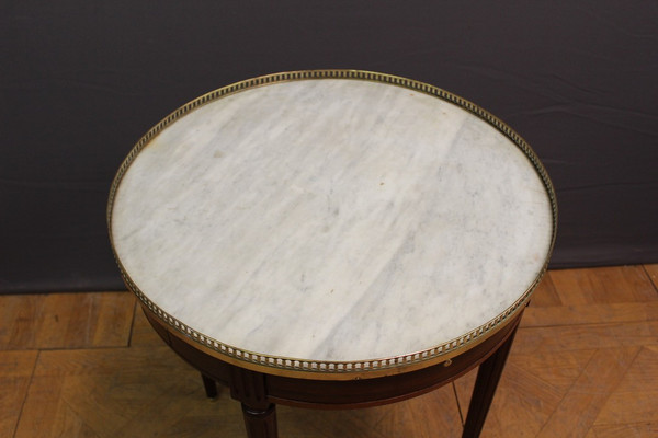 Table Bouillotte De Style Louis XVI En Acajou Et Laiton Vers 1900