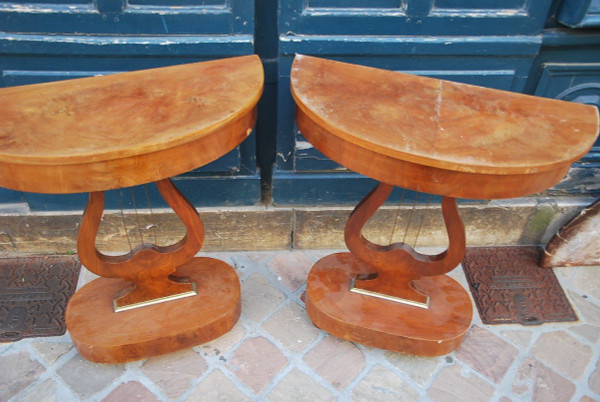 Coppia di piccole console in mogano Inghilterra