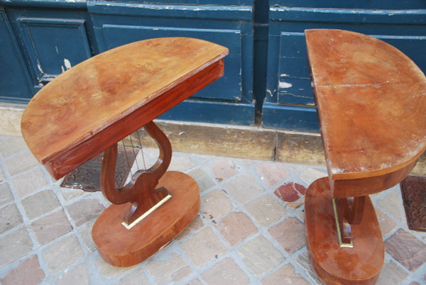 Coppia di piccole console in mogano Inghilterra