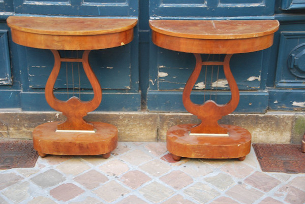 Coppia di piccole console in mogano Inghilterra