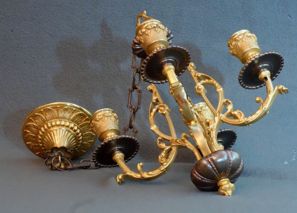Rare Petit Lustre D'alcôve Ou De Cabinet Vers 1830