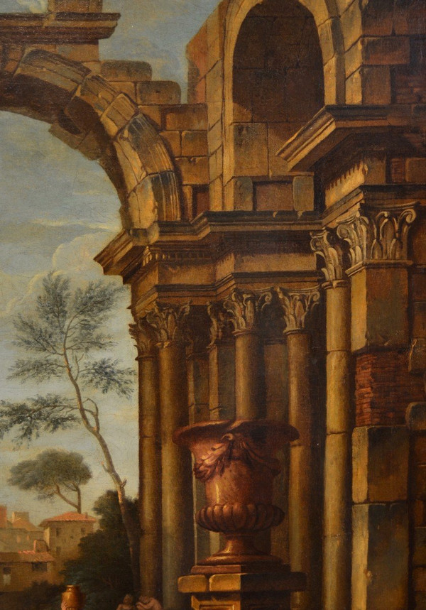 Pierre Antoine Demachy (paris 1723 - 1807), Paysage Romain Avec Capriccio Architectural