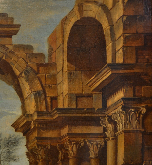 Pierre Antoine Demachy (paris 1723 - 1807), Paysage Romain Avec Capriccio Architectural