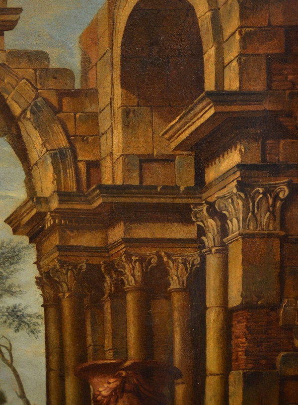 Pierre Antoine Demachy (paris 1723 - 1807), Paysage Romain Avec Capriccio Architectural
