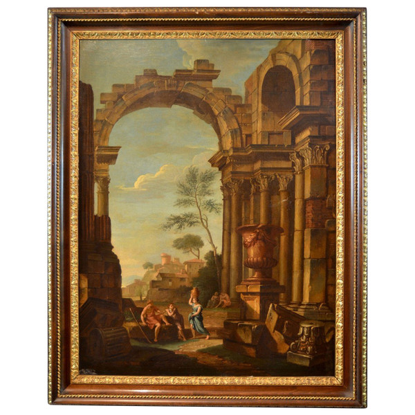 Pierre Antoine Demachy (paris 1723 - 1807), Paysage Romain Avec Capriccio Architectural