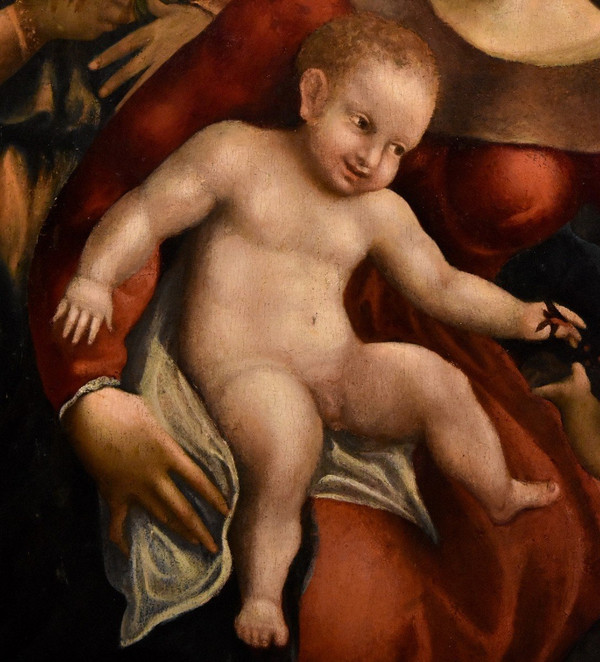 Madonna col Bambino, due angeli e Giovanni Battista, Scuola di Antonio Allegri, Correggio