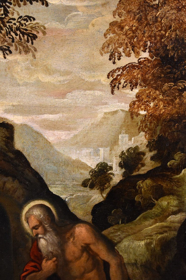 Heiliger Hieronymus Büßer, Venezianische Schule '500 (Kreis Von Jacopo Negretti, genannt Palma der Jüngere)