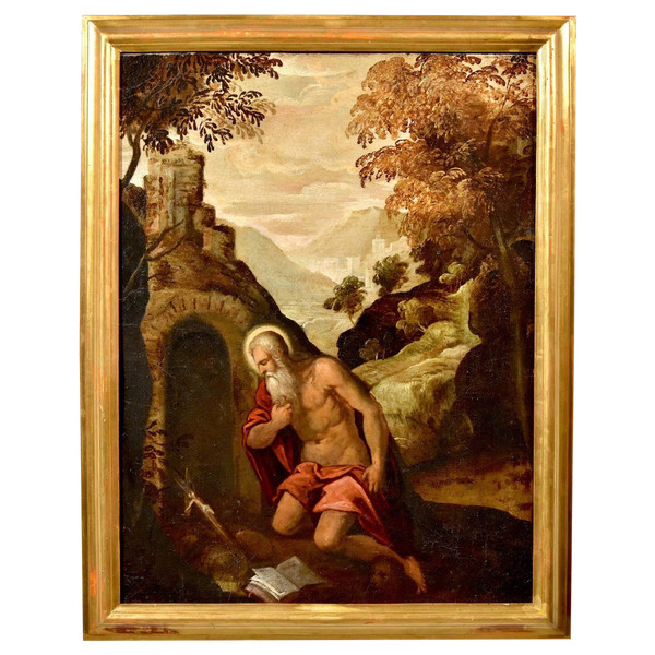 Heiliger Hieronymus Büßer, Venezianische Schule '500 (Kreis Von Jacopo Negretti, genannt Palma der Jüngere)