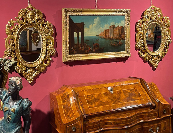 Pair Of Carved And Gilded Mirror Cabinets 'in The Manner Of Sansovino', Venice 18th Century